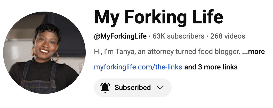 youtube screen shot of subscribers and tanya's face